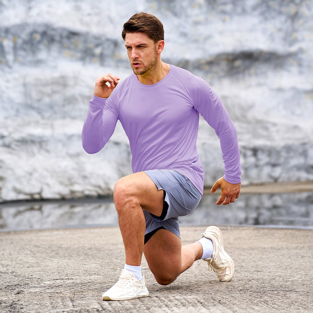 Light Purple Men's UPF 50+ Quick Dry Shirt - Sun Protection for Hiking - MAGCOMSEN #Color_Light Purple