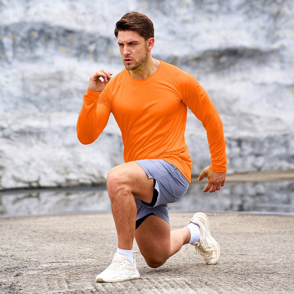 Orange Men's UPF 50+ Quick Dry Shirt - Sun Protection for Hiking - MAGCOMSEN #Color_Orange