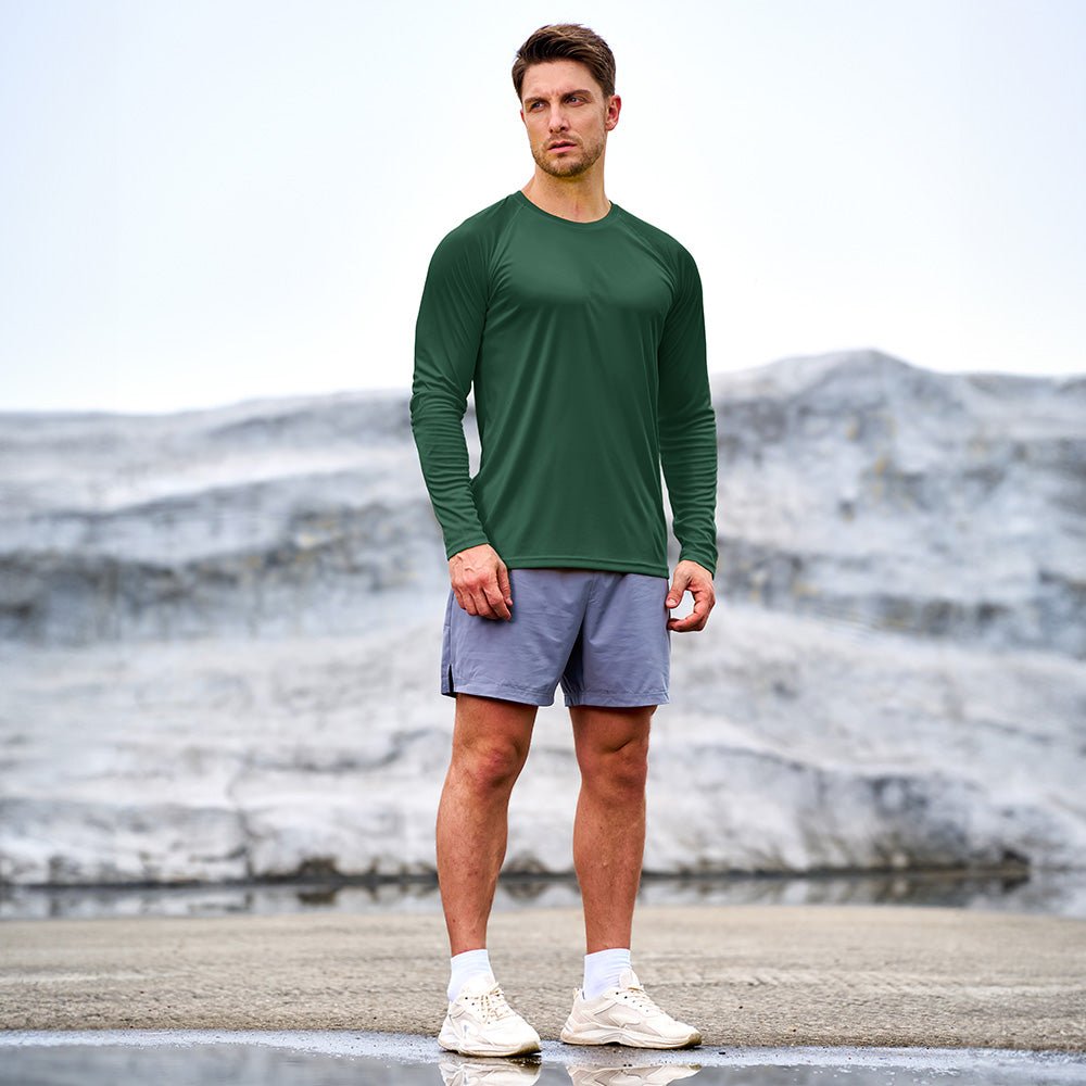 Dark Green Men's UPF 50+ Quick Dry Shirt - Sun Protection for Hiking - MAGCOMSEN #Color_Dark Green
