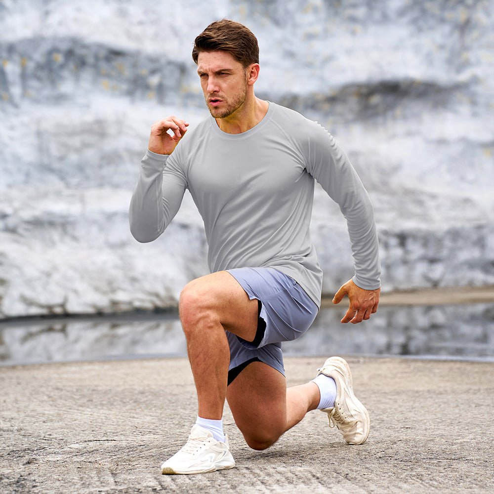 Grey Men's UPF 50+ Quick Dry Shirt - Sun Protection for Hiking - MAGCOMSEN #Color_Grey