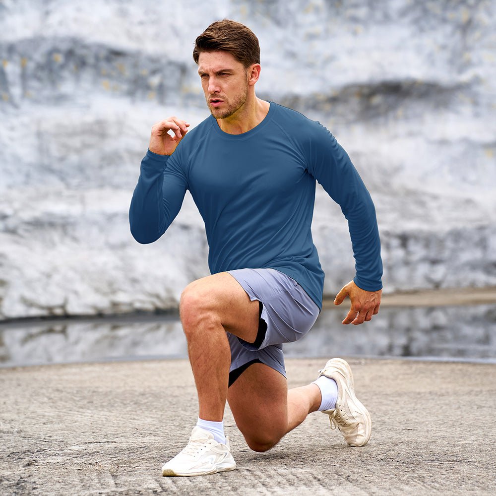 Blue Grey Men's UPF 50+ Quick Dry Shirt - Sun Protection for Hiking - MAGCOMSEN #Color_Blue Grey