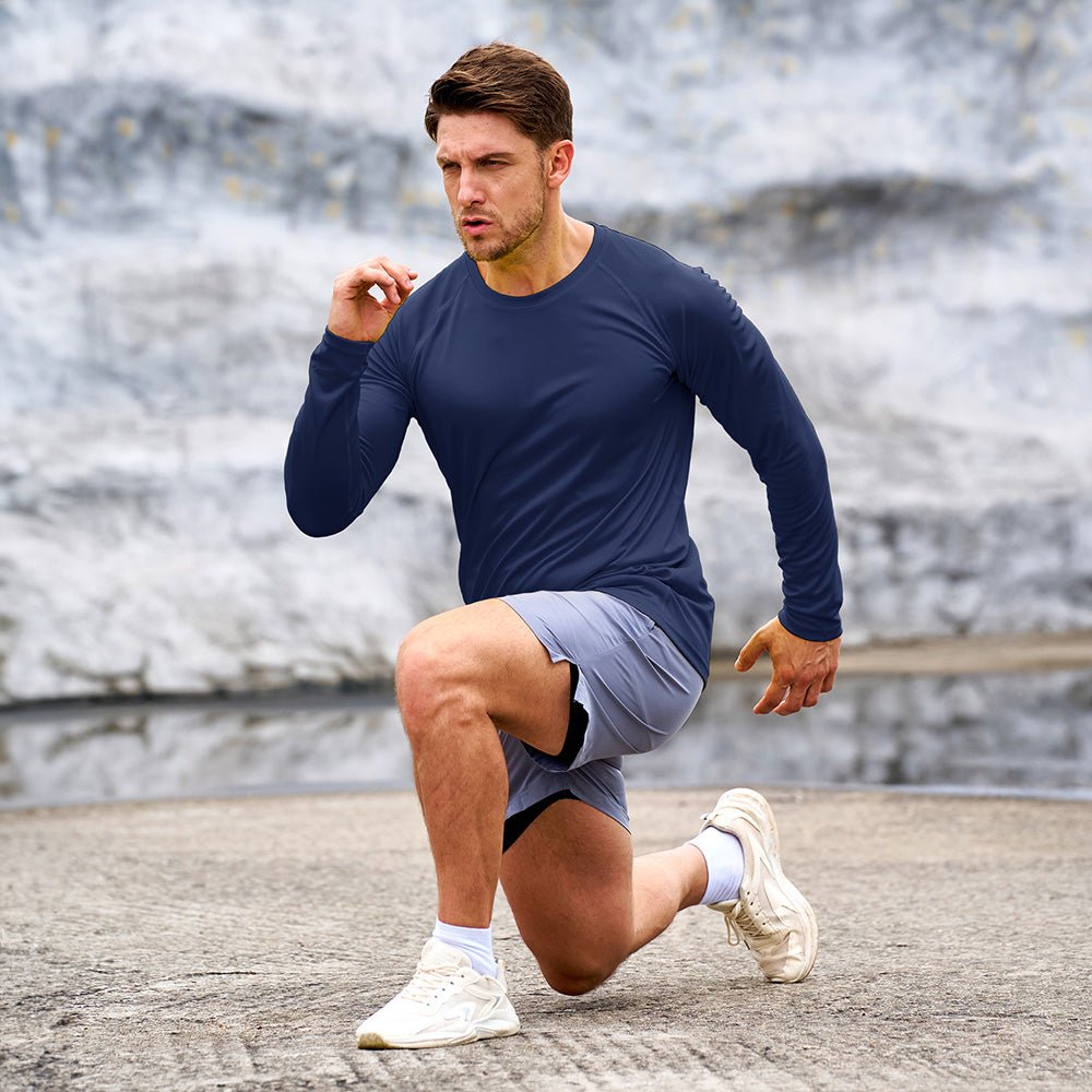 Navy Men's UPF 50+ Quick Dry Shirt - Sun Protection for Hiking - MAGCOMSEN