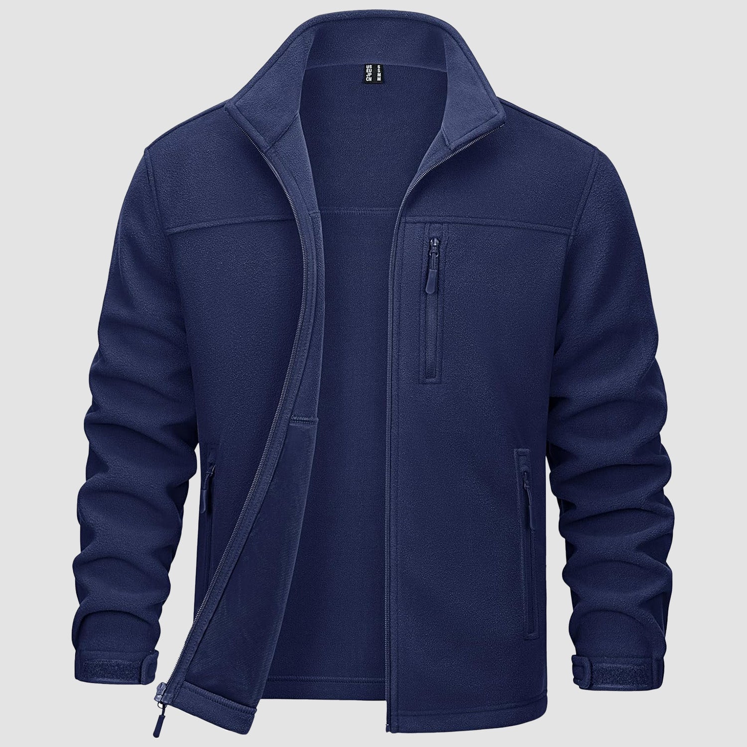 Navy Men's Winter Fleece Jacket with 3 Pockets for Hiking & Outdoor