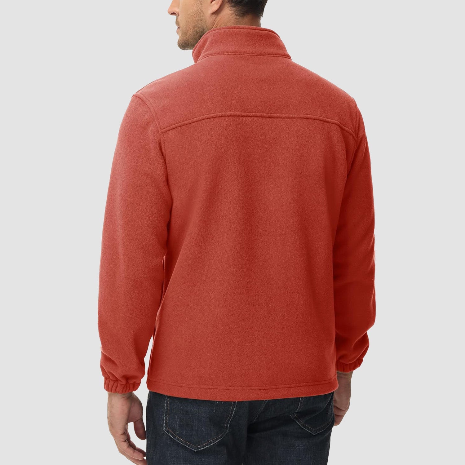 Red Men's Winter Fleece Jacket with 3 Pockets for Hiking & Outdoor
