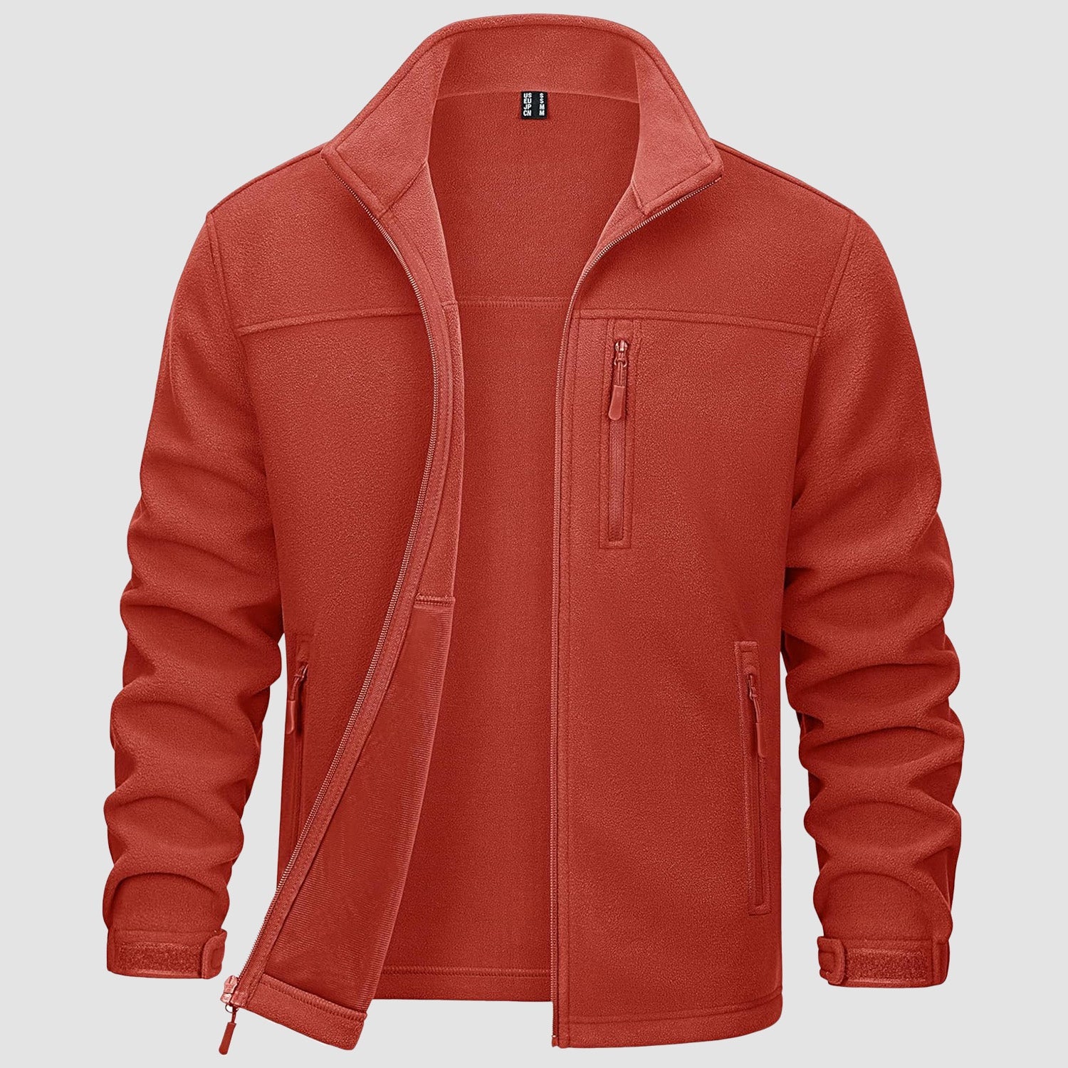 Red Men's Winter Fleece Jacket with 3 Pockets for Hiking & Outdoor