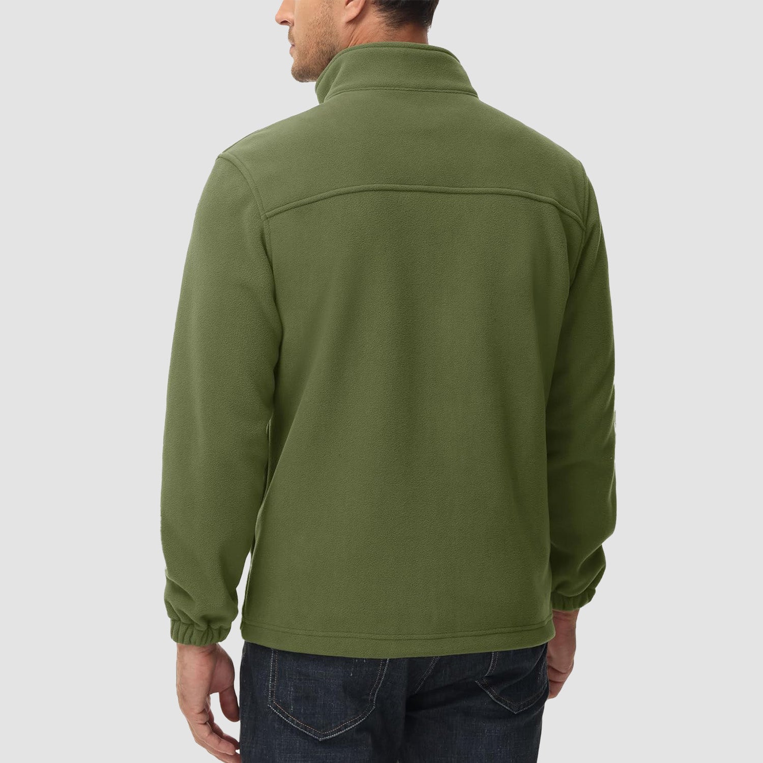 Army Green Men's Winter Fleece Jacket with 3 Pockets for Hiking & Outdoor