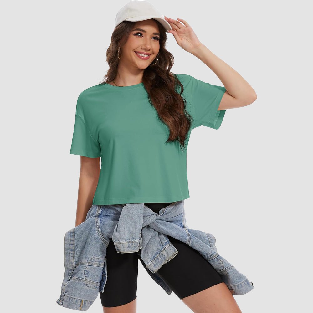 【New In】Women's Cotton UPF 50+ Summer Crop Top T-Shirt - MAGCOMSEN