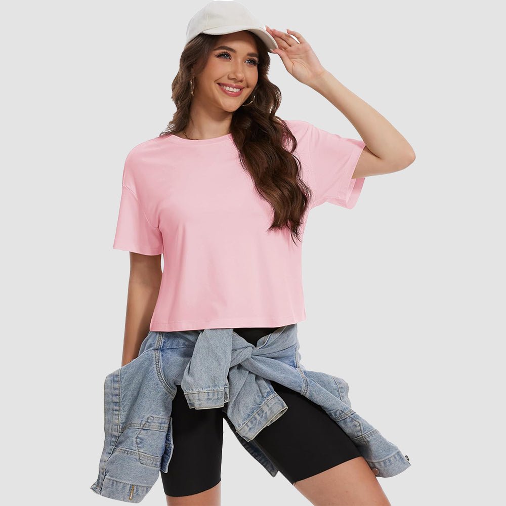 【New In】Women's Cotton UPF 50+ Summer Crop Top T-Shirt - MAGCOMSEN