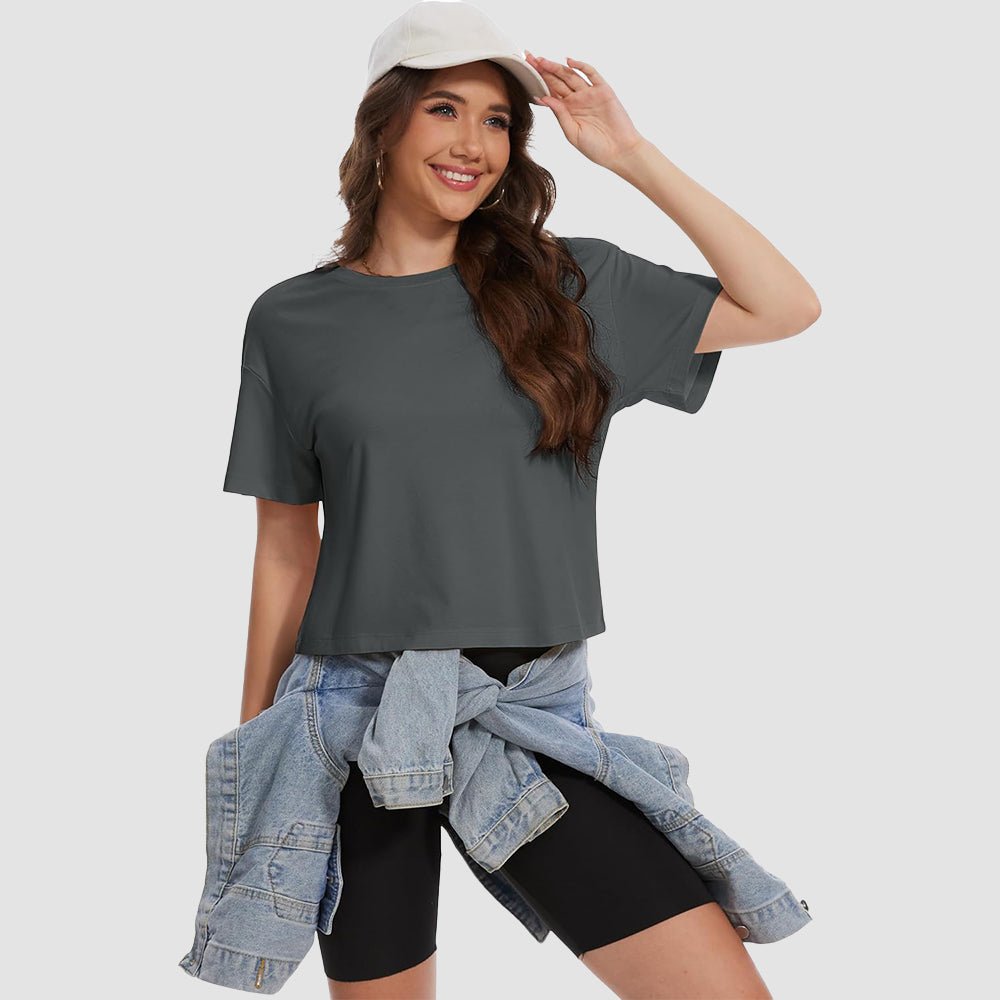 【New In】Women's Cotton UPF 50+ Summer Crop Top T-Shirt - MAGCOMSEN