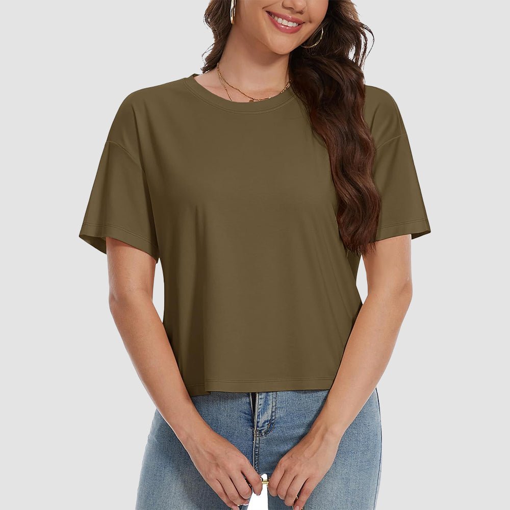 【New In】Women's Cotton UPF 50+ Summer Crop Top T-Shirt - MAGCOMSEN