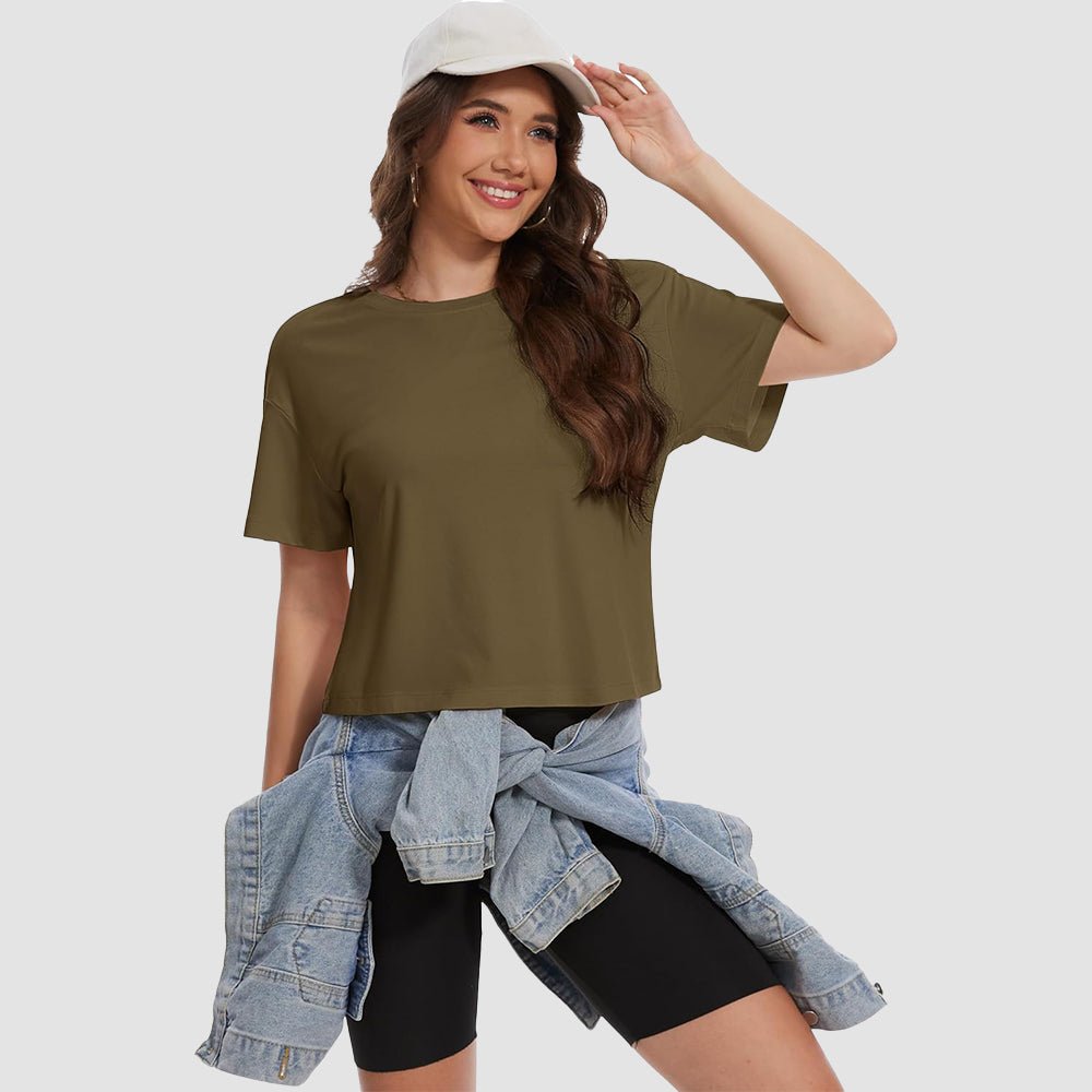 【New In】Women's Cotton UPF 50+ Summer Crop Top T-Shirt - MAGCOMSEN