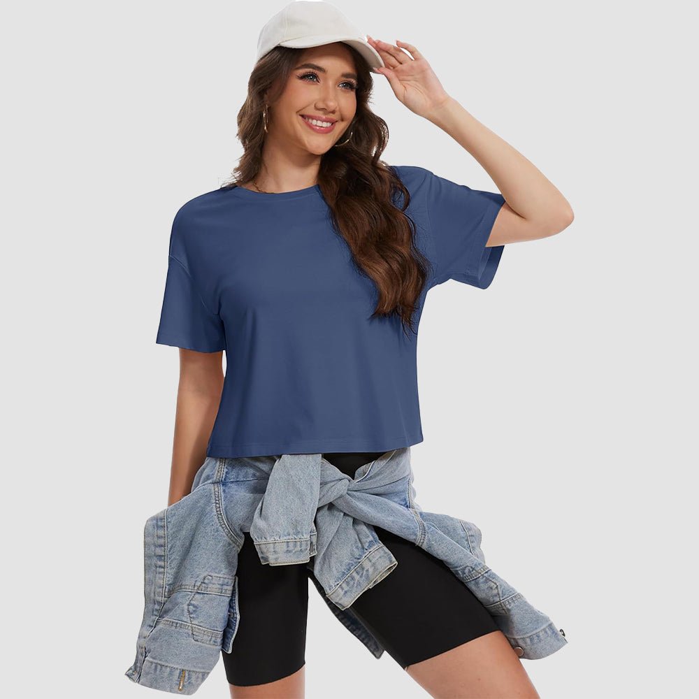 【New In】Women's Cotton UPF 50+ Summer Crop Top T-Shirt - MAGCOMSEN
