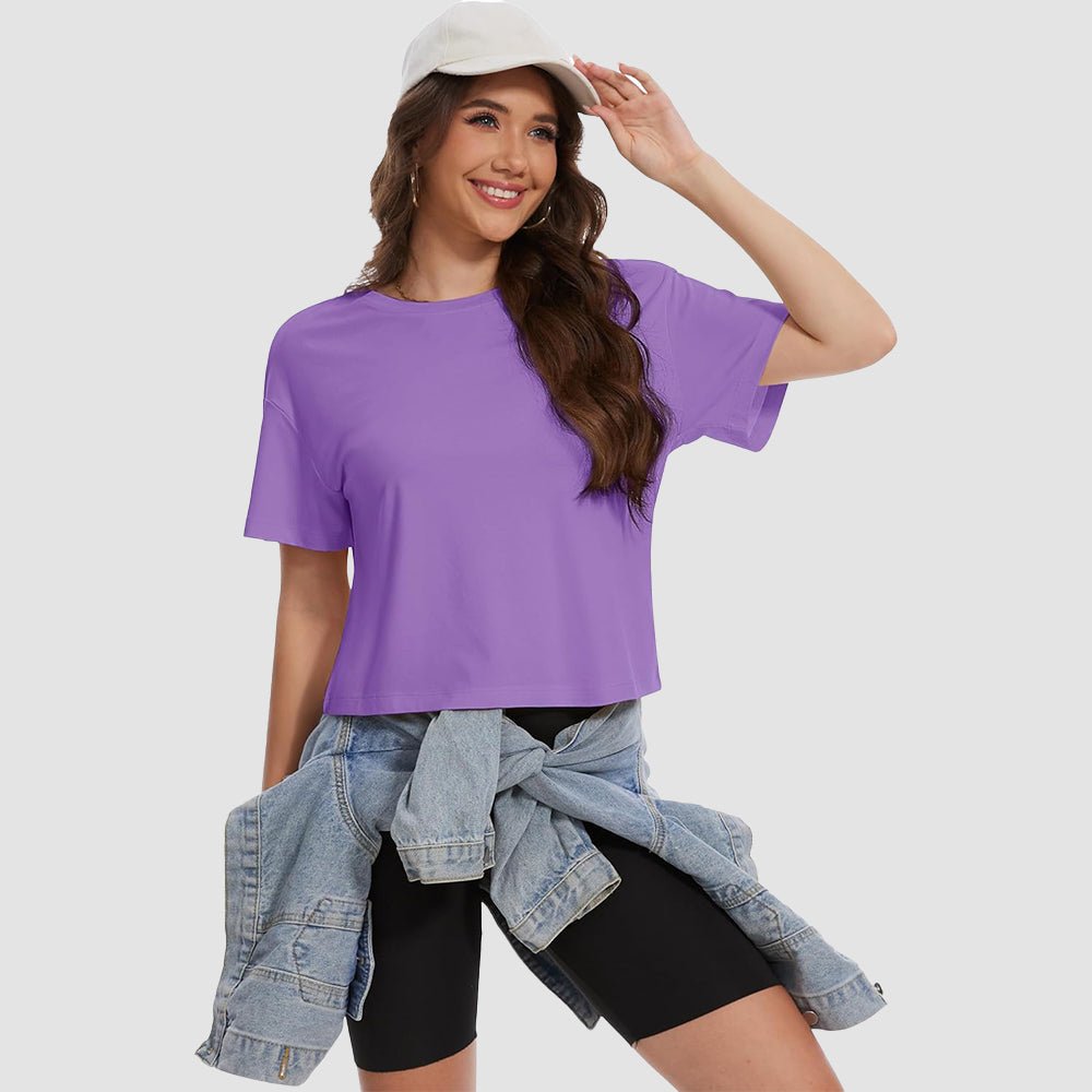 【New In】Women's Cotton UPF 50+ Summer Crop Top T-Shirt - MAGCOMSEN