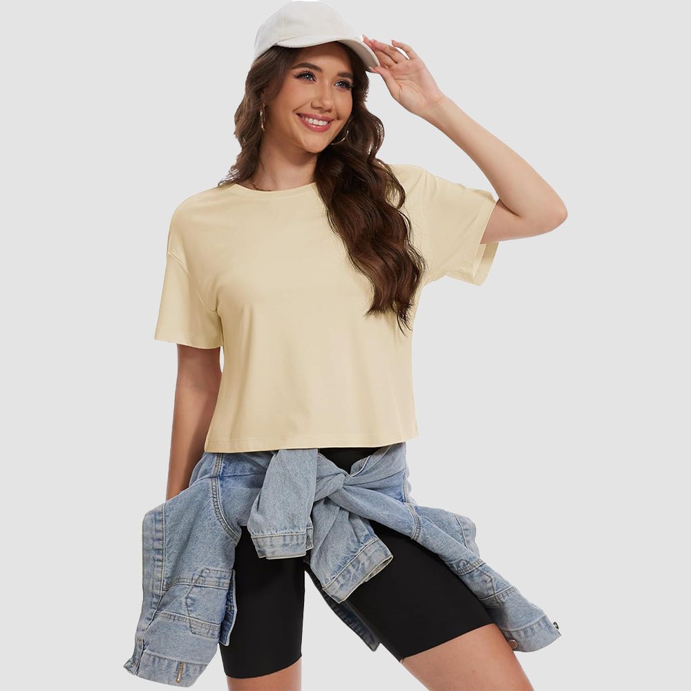 【New In】Women's Cotton UPF 50+ Summer Crop Top T-Shirt - MAGCOMSEN