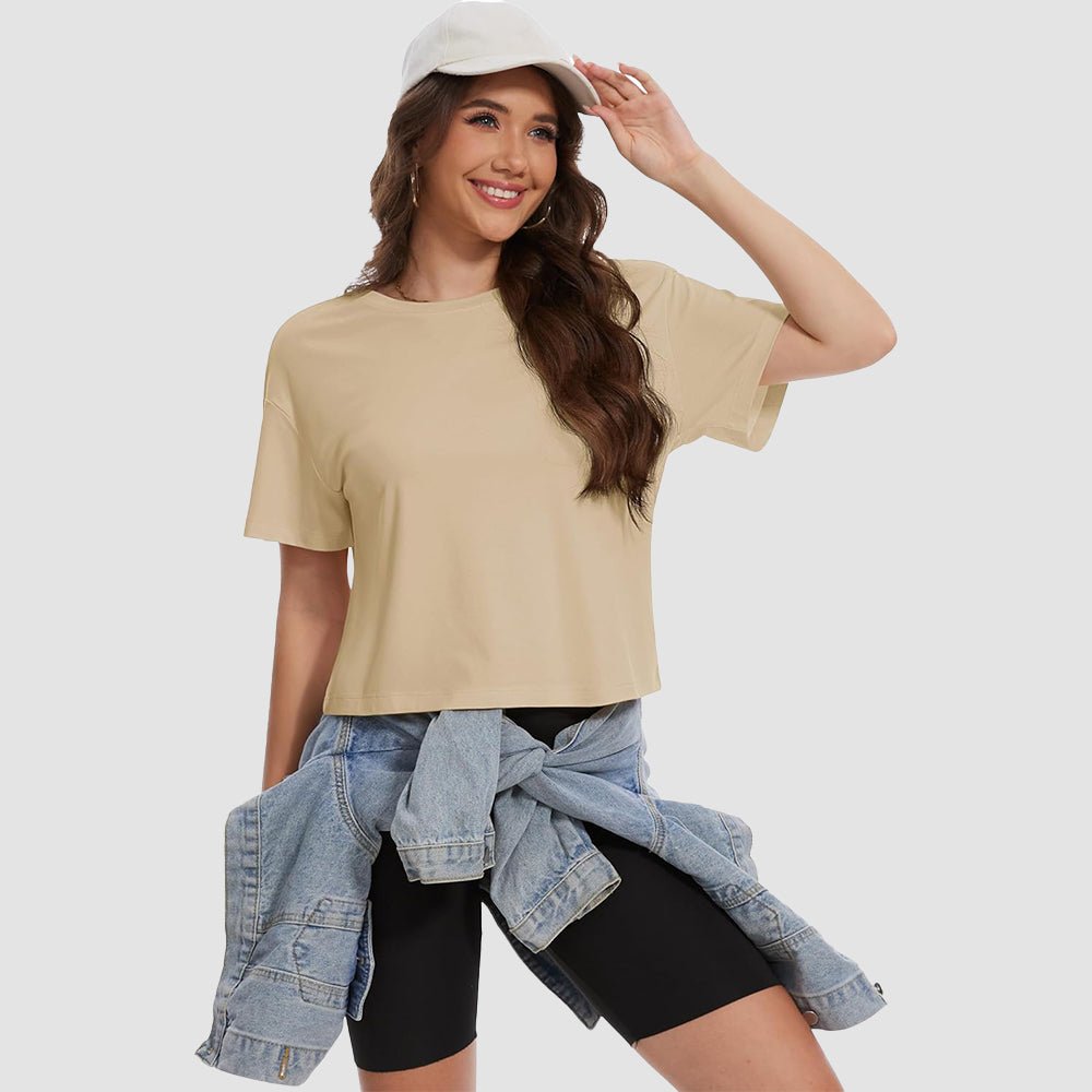 【New In】Women's Cotton UPF 50+ Summer Crop Top T-Shirt - MAGCOMSEN