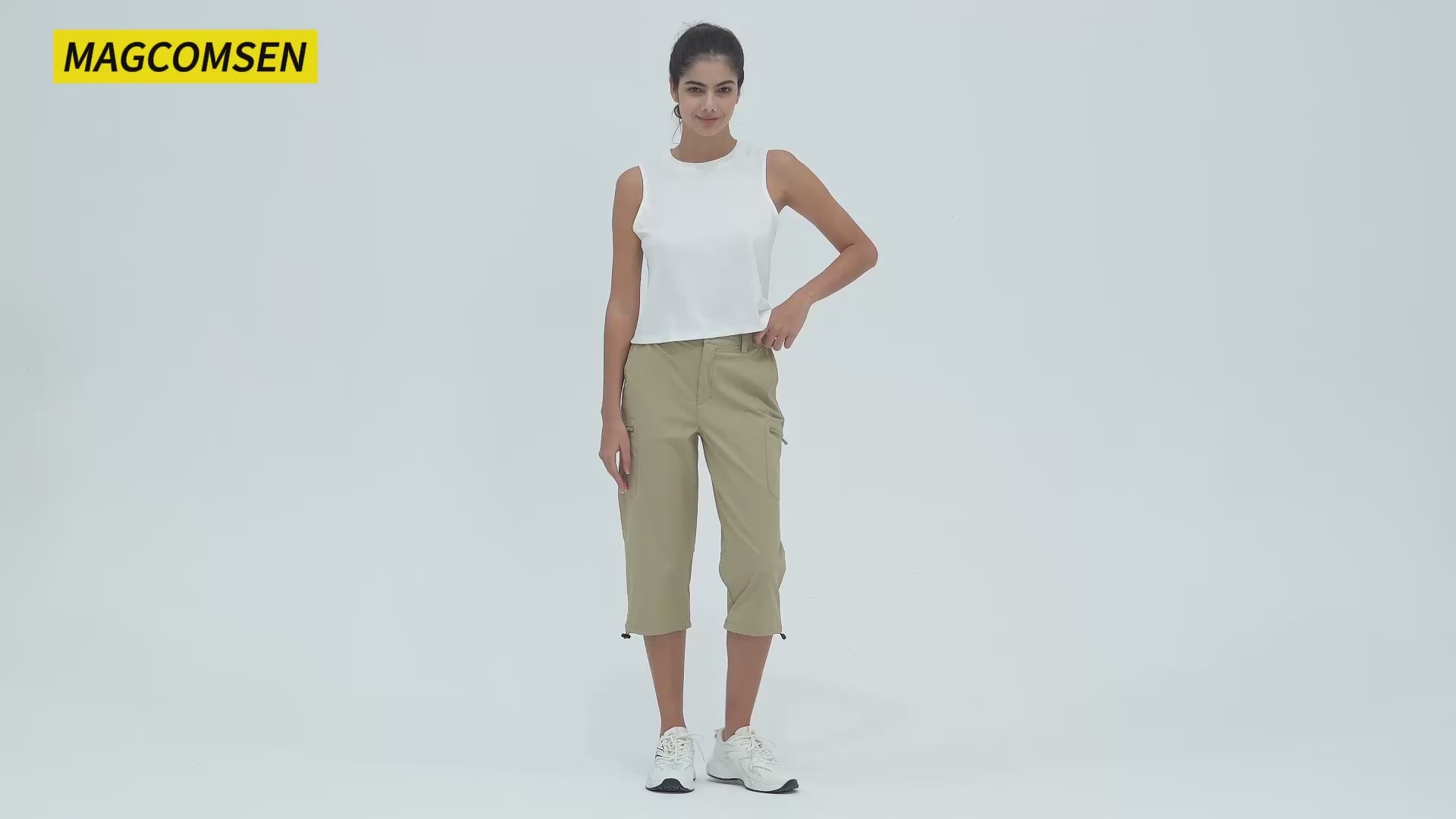 Women's Lightweight Water-Resistant Hiking Capris with 5 Pockets