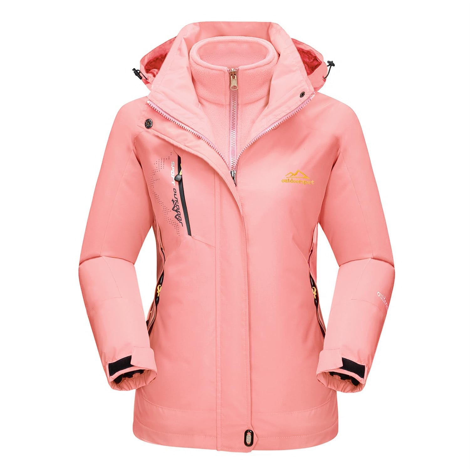 Women’s 3-in-1 Waterproof Ski Jacket with Detachable Fleece Liner Pink by MAGCOMSEN #color_Pink