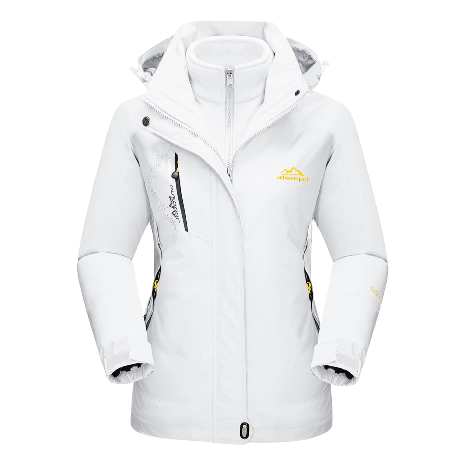 Women’s 3-in-1 Waterproof Ski Jacket with Detachable Fleece Liner White by MAGCOMSEN #color_White
