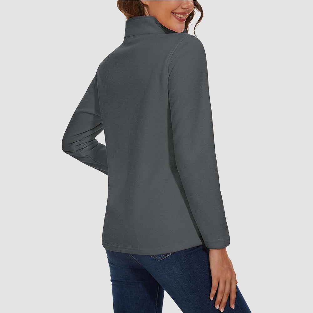 Dark Grey Women's 1/4 Zip Fleece Pullover - Stretchy & Warm - MAGCOMSEN