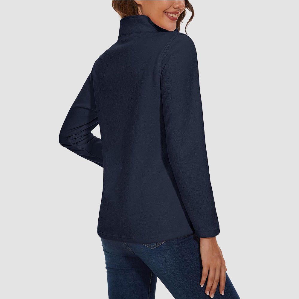 Navy Women's 1/4 Zip Fleece Pullover - Stretchy & Warm - MAGCOMSEN