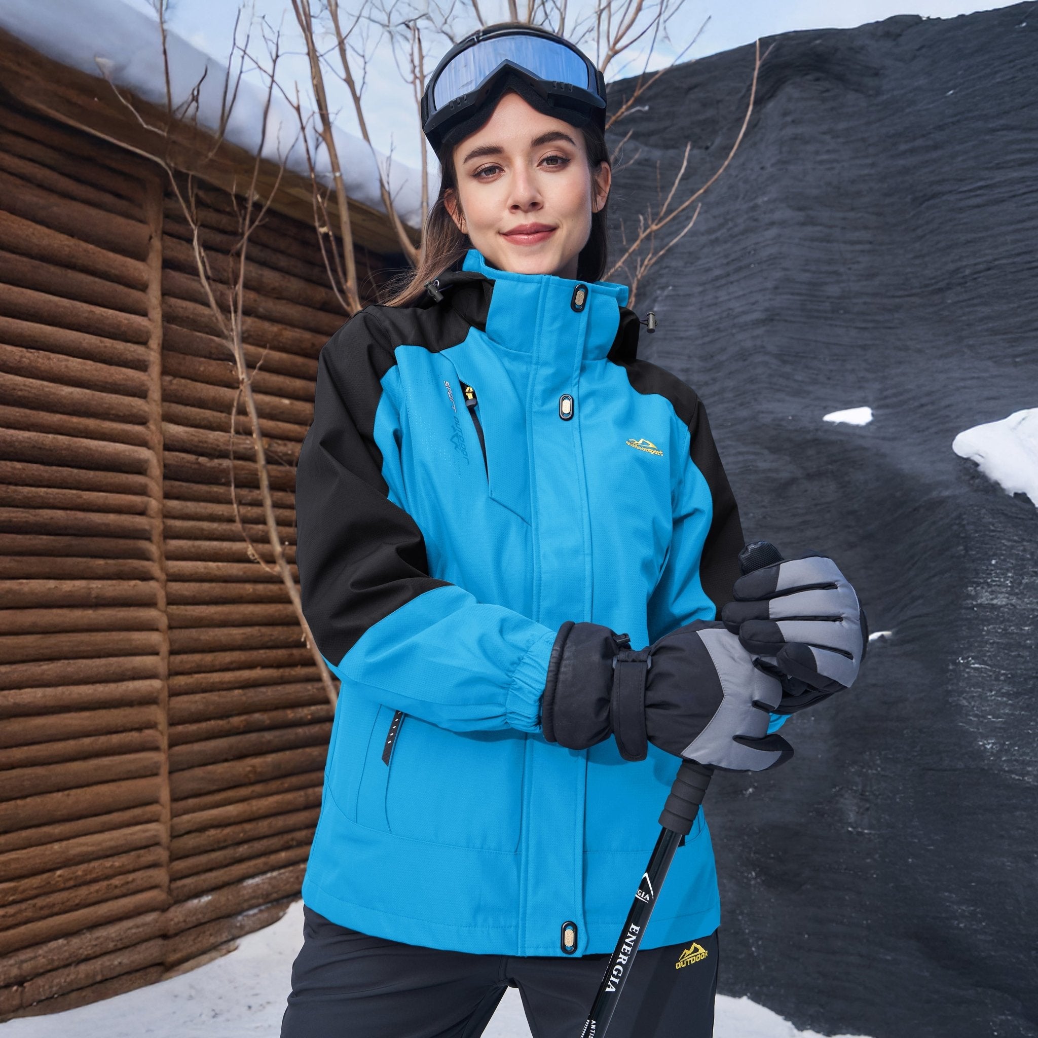 Women’s 3-in-1 Waterproof Ski Jacket with Detachable Fleece Liner White by MAGCOMSEN #color_Blue