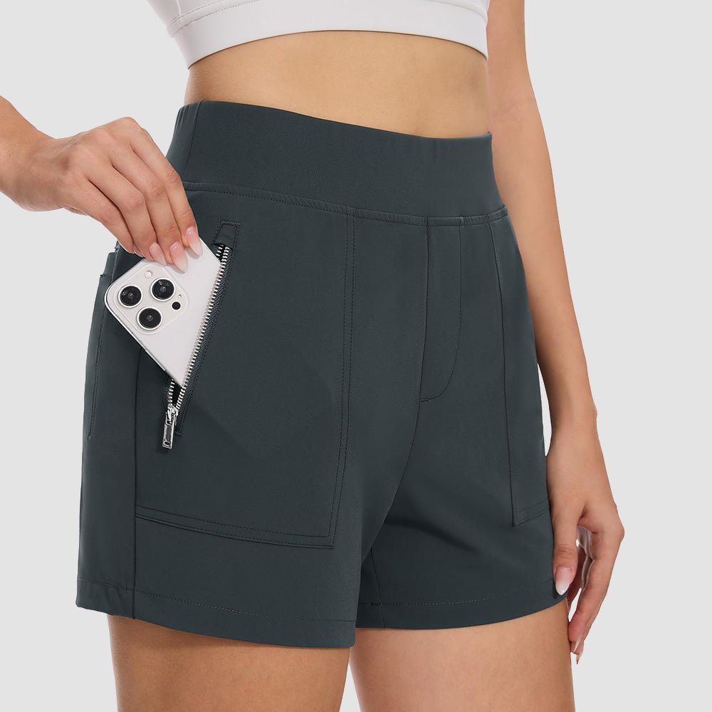 Women's 4 inch High Waisted Hiking Shorts - Quick Dry Golf Shorts Dark Grey by MAGCOMSEN