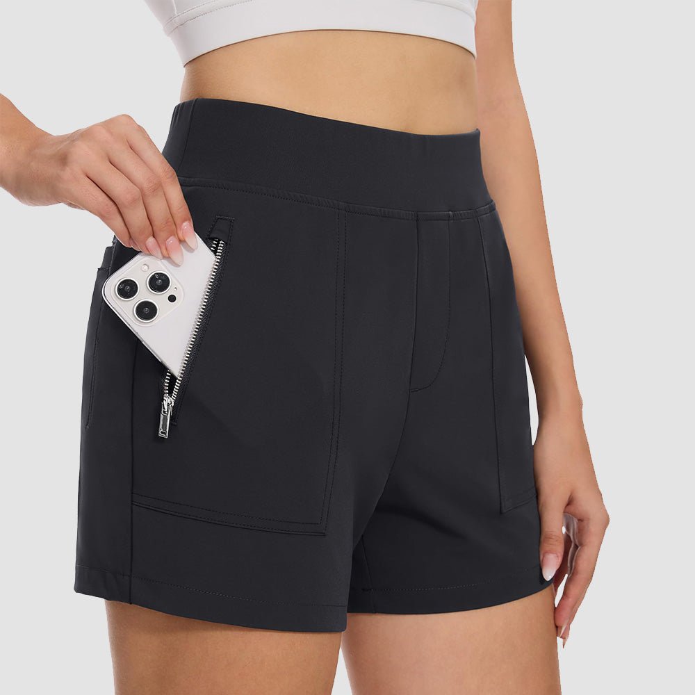 Women's 4 inch High Waisted Hiking Shorts - Quick Dry Golf Shorts Black by MAGCOMSEN