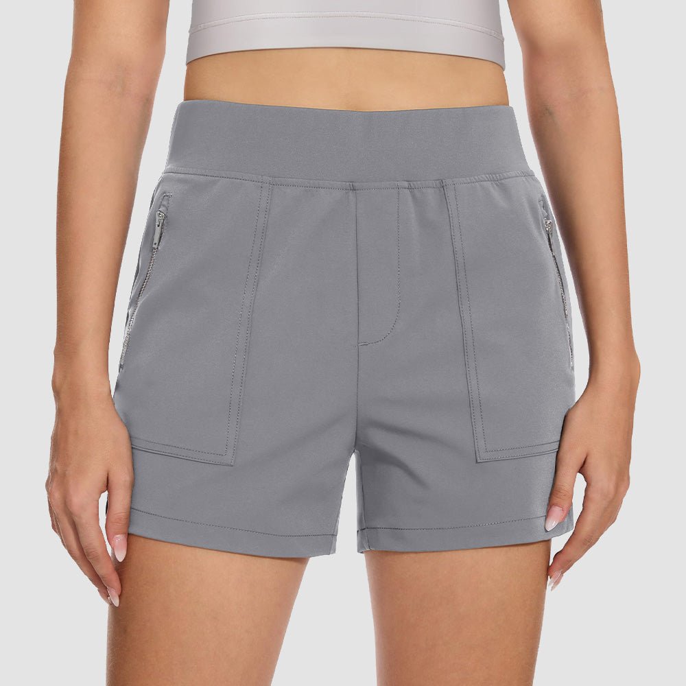 Women's 4 inch High Waisted Hiking Shorts - Quick Dry Golf Shorts Light Grey by MAGCOMSEN