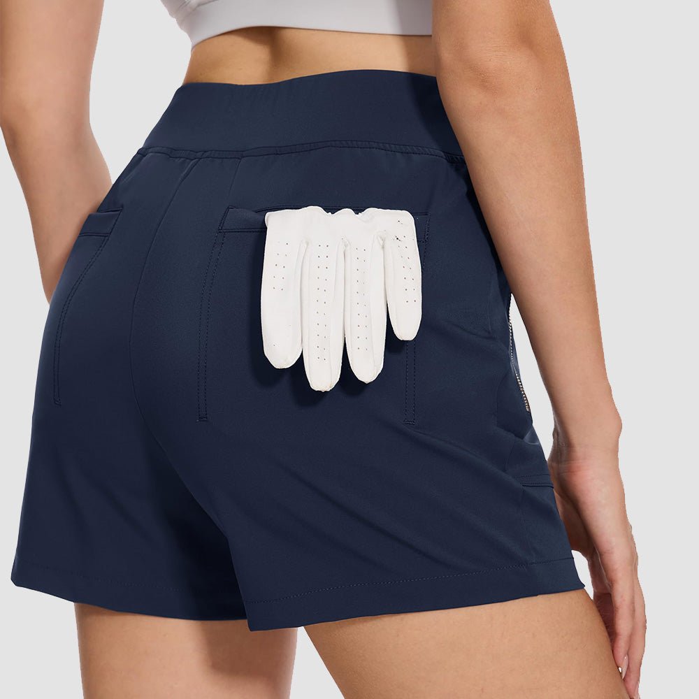 Women's 4 inch High Waisted Hiking Shorts - Quick Dry Golf Shorts Navy by MAGCOMSEN
