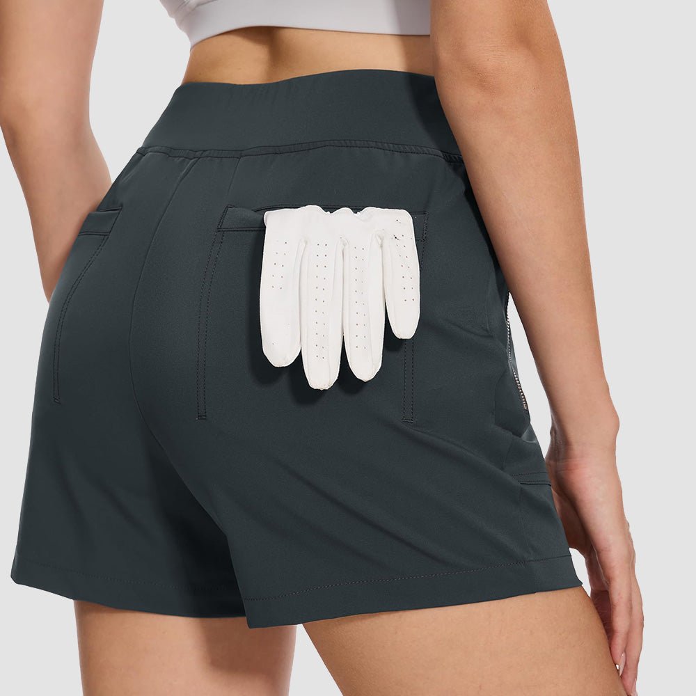 Women's 4 inch High Waisted Hiking Shorts - Quick Dry Golf Shorts Dark Grey by MAGCOMSEN