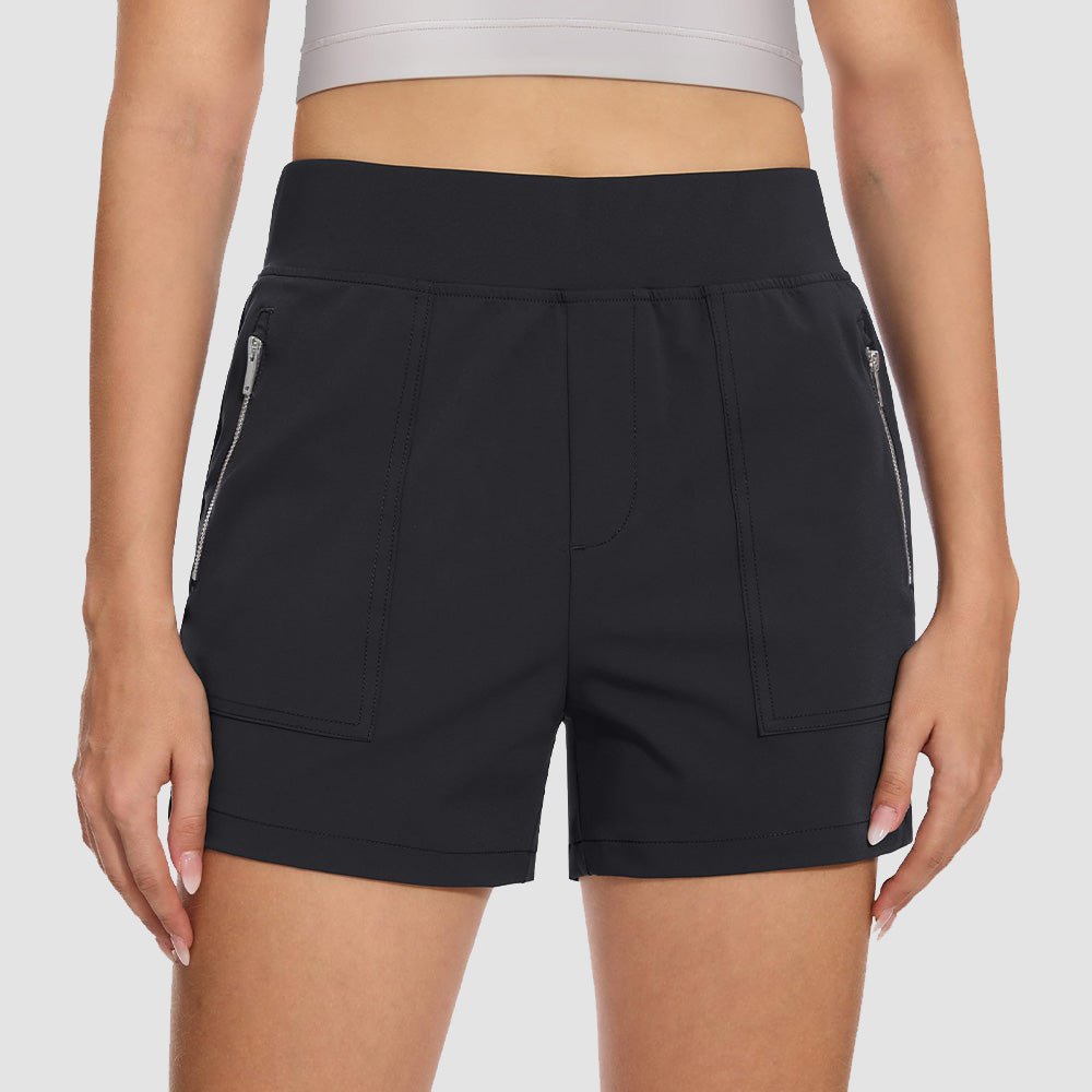 Women's 4 inch High Waisted Hiking Shorts - Quick Dry Golf Shorts Black by MAGCOMSEN