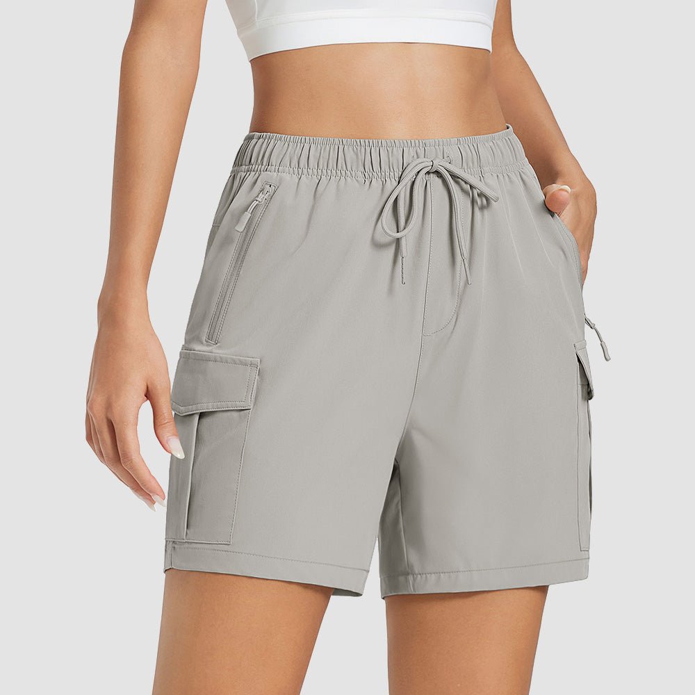 Women's 5 Inch Hiking Cargo Shorts - UPF 50+ Quick Dry Travel & Golf Shorts Light Grey by MAGCOMSEN