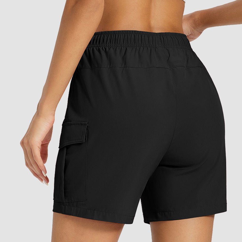 Women's 5 Inch Hiking Cargo Shorts - UPF 50+ Quick Dry Travel & Golf Shorts Black by MAGCOMSEN