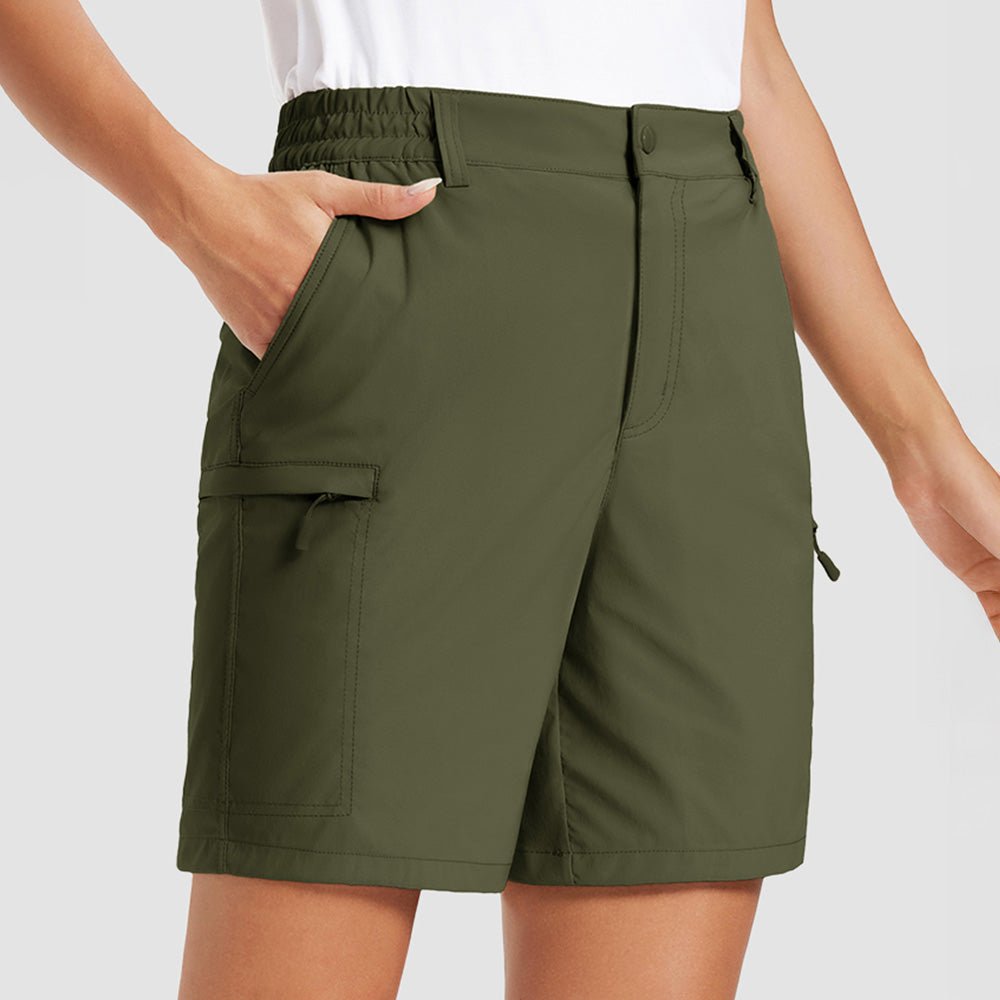 Women's 7 Inseam Quick Dry Hiking Cargo Shorts Army Green by MAGCOMSEN