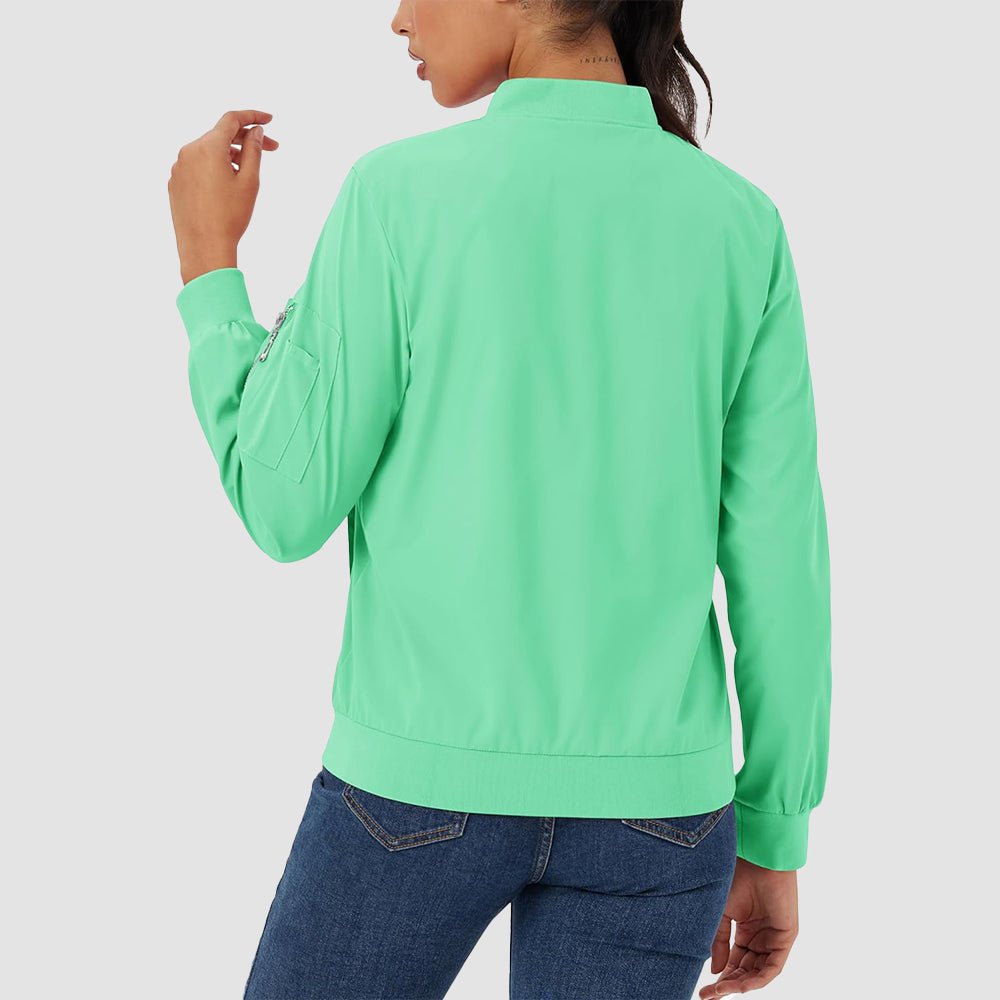 Mint Women's Bomber Jacket with 3 Pockets Spring Windbreaker - MAGCOMSEN