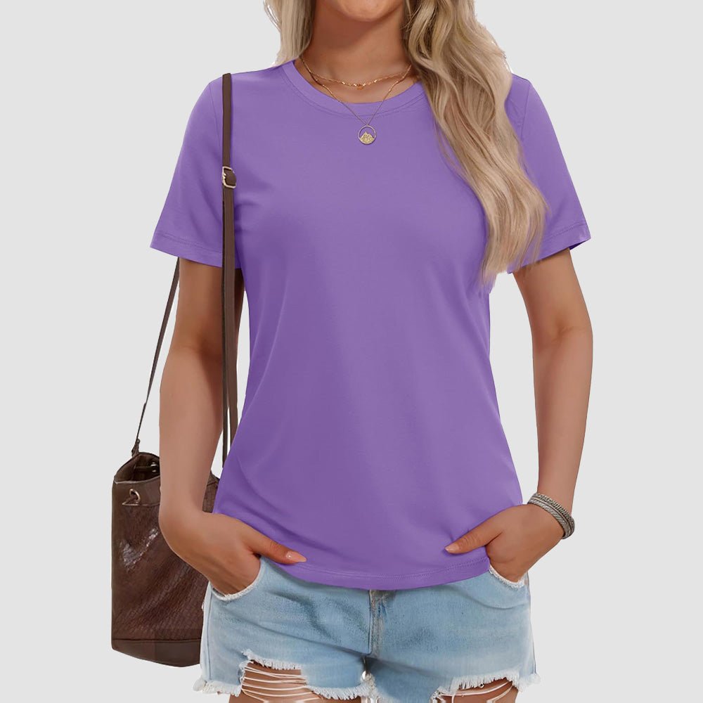 Women's Cotton Short Sleeve T-Shirt UPF 50+ Casual Summer Tee - MAGCOMSEN