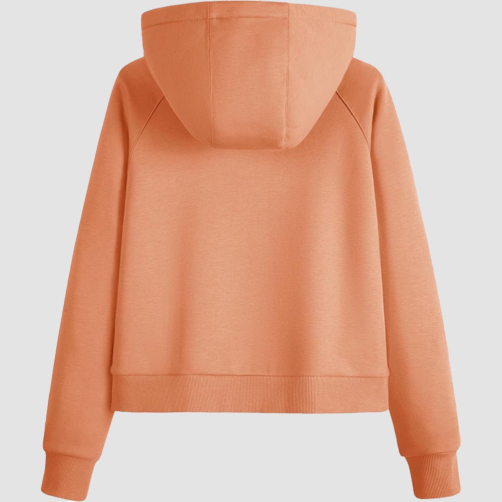 Apricot Women's Fleece Hoodie - Half Zip & Kangaroo Pocket - MAGCOMSEN