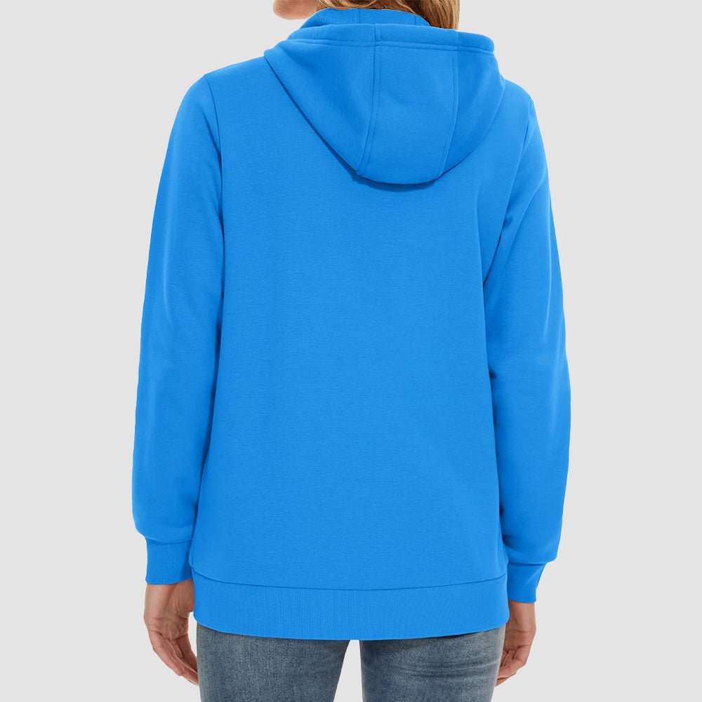 Ice Blue Women's Fleece Jacket - Full Zip, Hood & Pockets - MAGCOMSEN