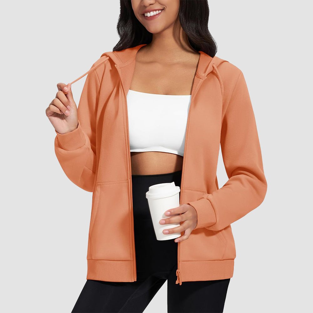 Apricot Women's Fleece Jacket - Full Zip, Hood & Pockets - MAGCOMSEN