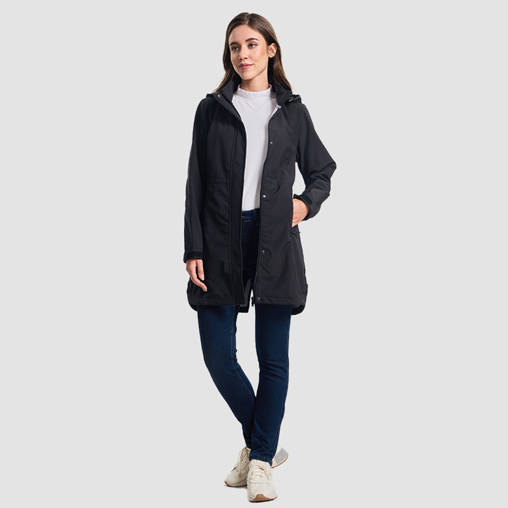 Black Women's Fleece Lined Jacket Hooded Warm Winter Coat - MAGCOMSEN