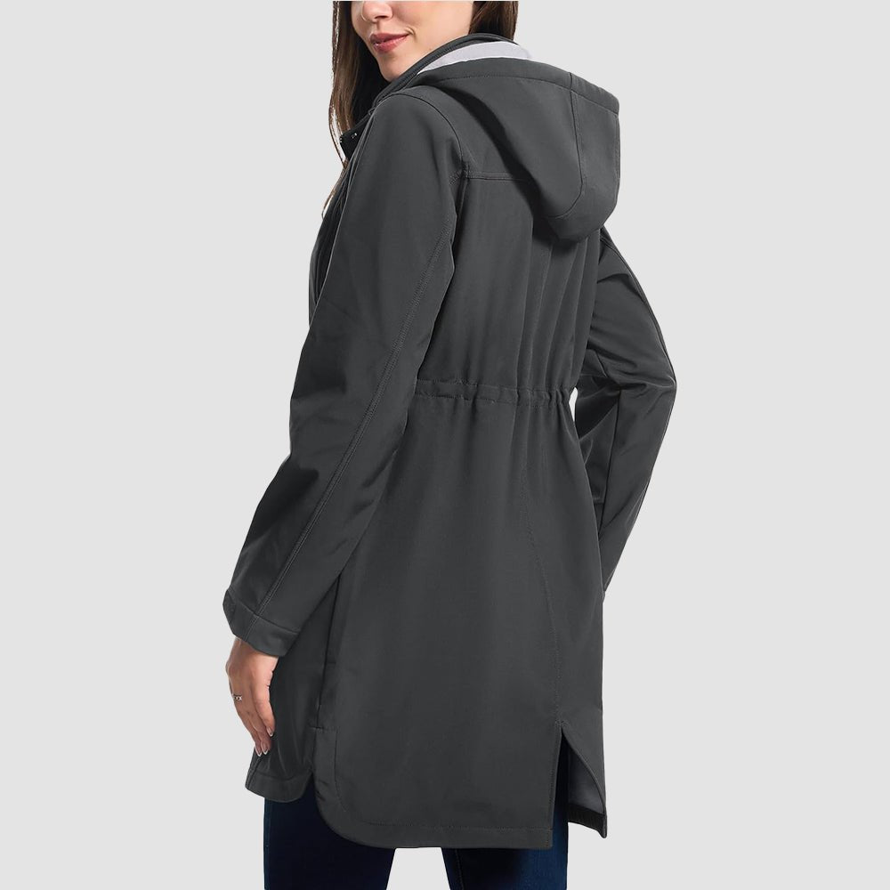 Dark Grey Women's Fleece Lined Jacket Hooded Warm Winter Coat - MAGCOMSEN