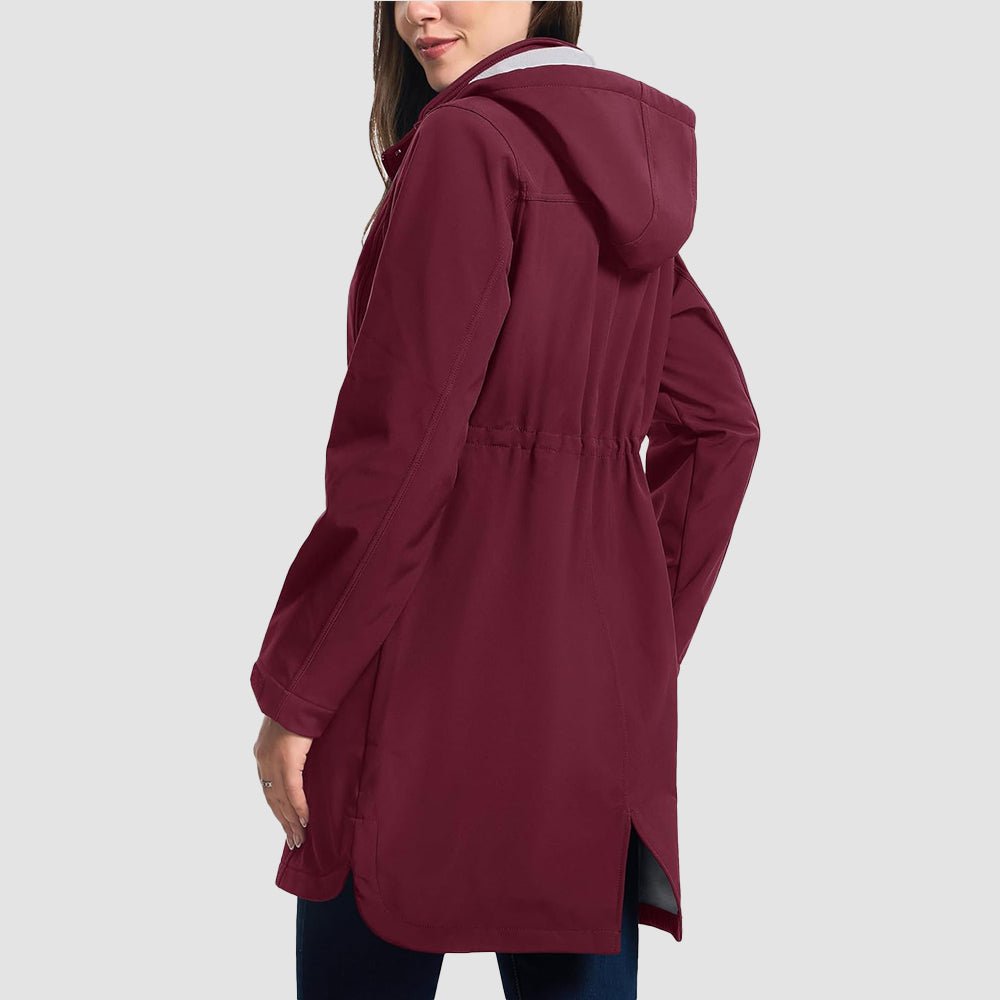 Burgundy Women's Fleece Lined Jacket Hooded Warm Winter Coat - MAGCOMSEN