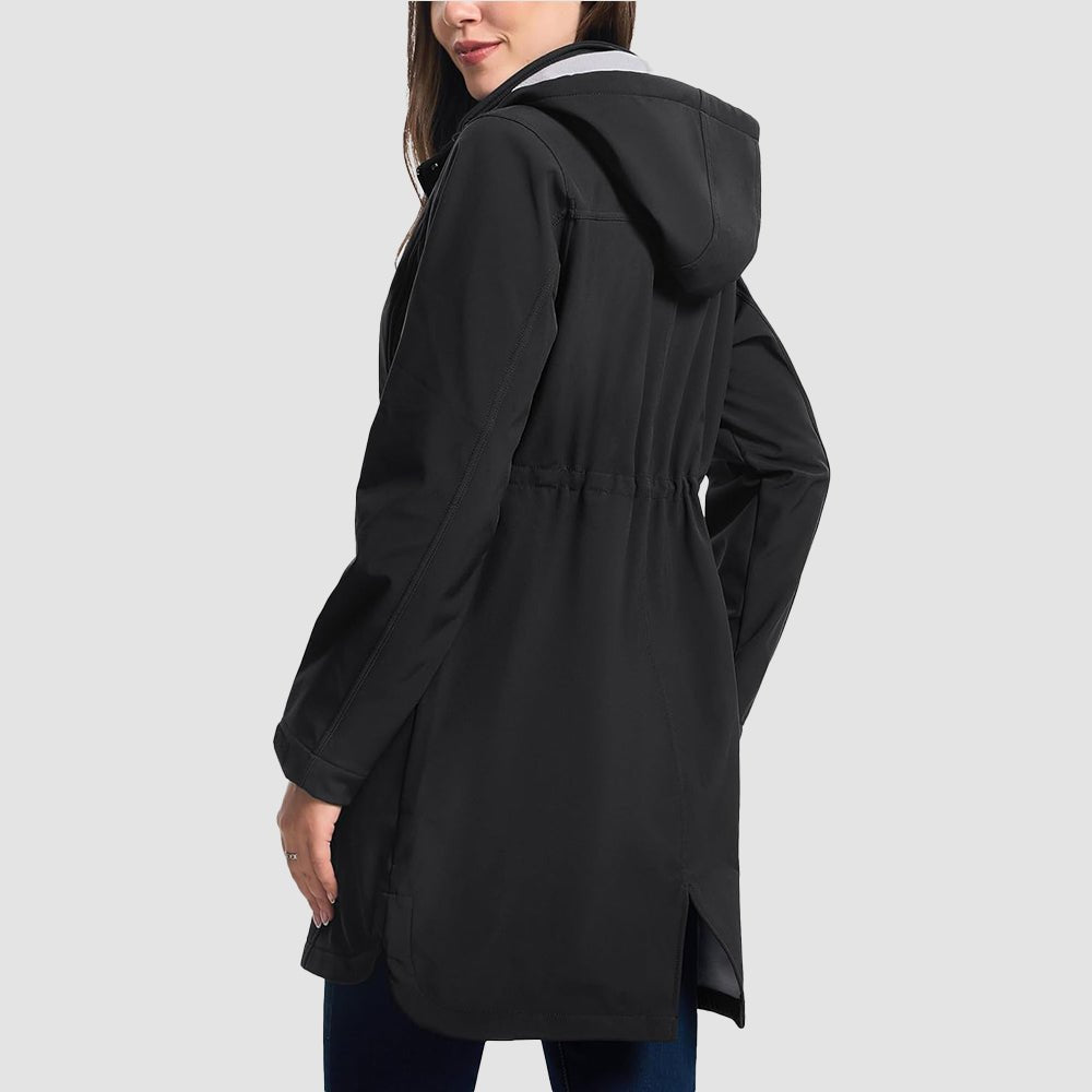 Black Women's Fleece Lined Jacket Hooded Warm Winter Coat - MAGCOMSEN