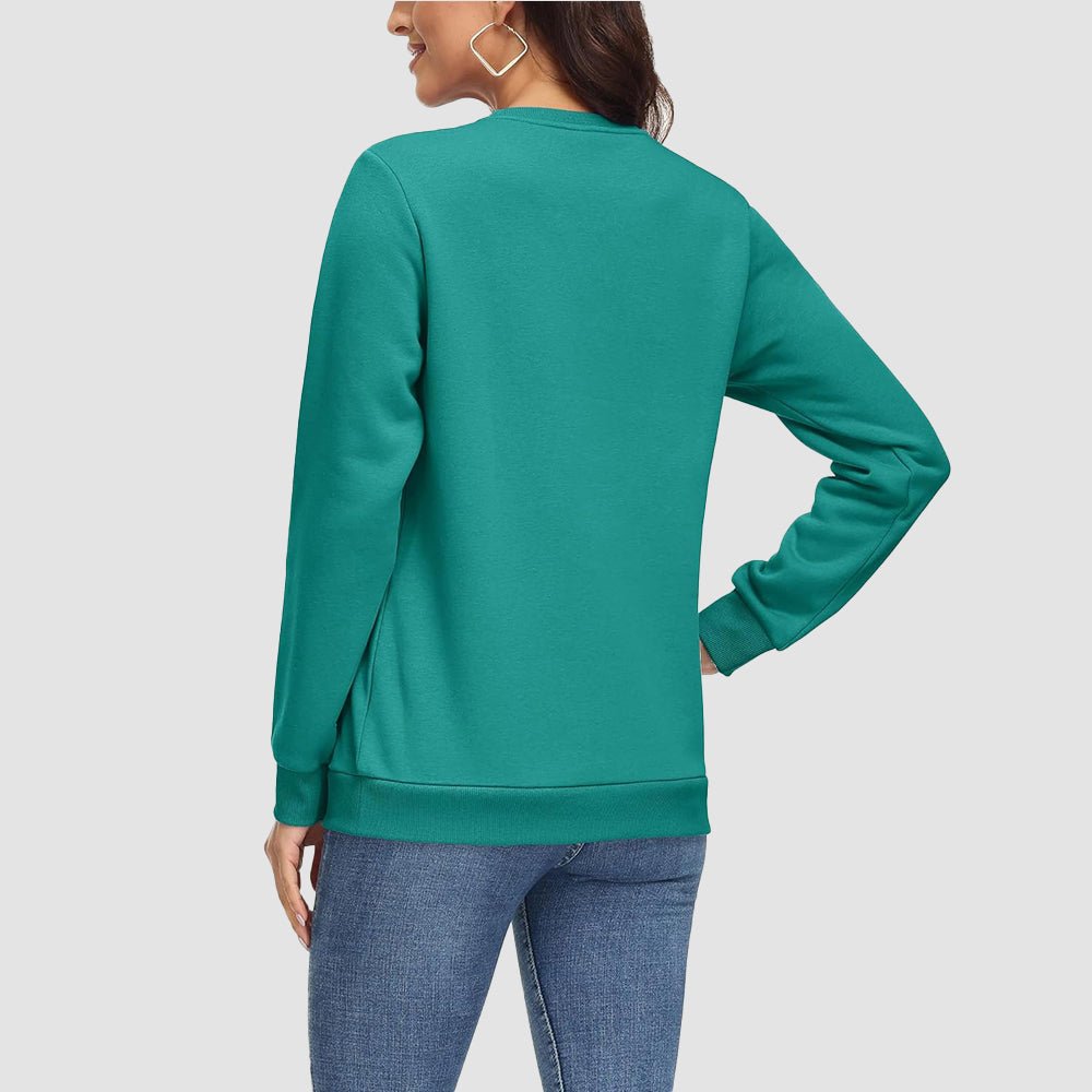 Jade Green Women's Fleece Sweatshirt - Crewneck & Long Sleeve - MAGCOMSEN