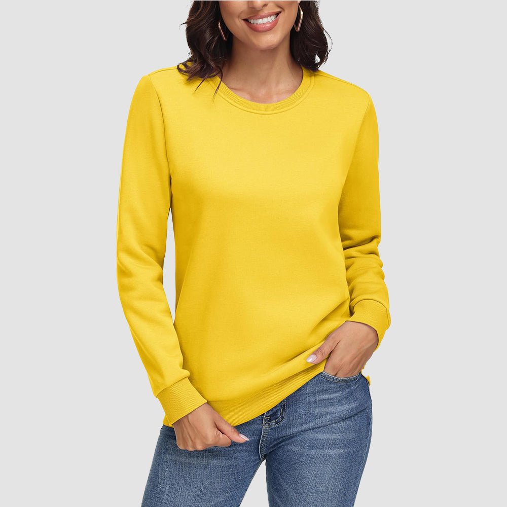 Yellow Women's Fleece Sweatshirt - Crewneck & Long Sleeve - MAGCOMSEN