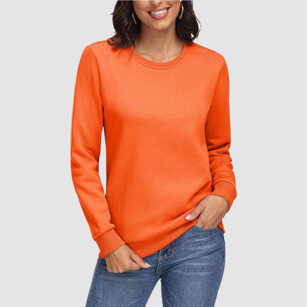 Orange Women's Fleece Sweatshirt - Crewneck & Long Sleeve - MAGCOMSEN