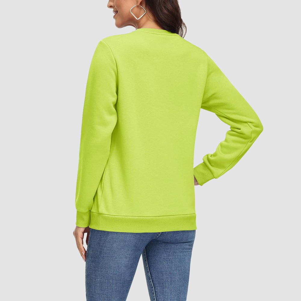 Yellow Green Women's Fleece Sweatshirt - Crewneck & Long Sleeve - MAGCOMSEN