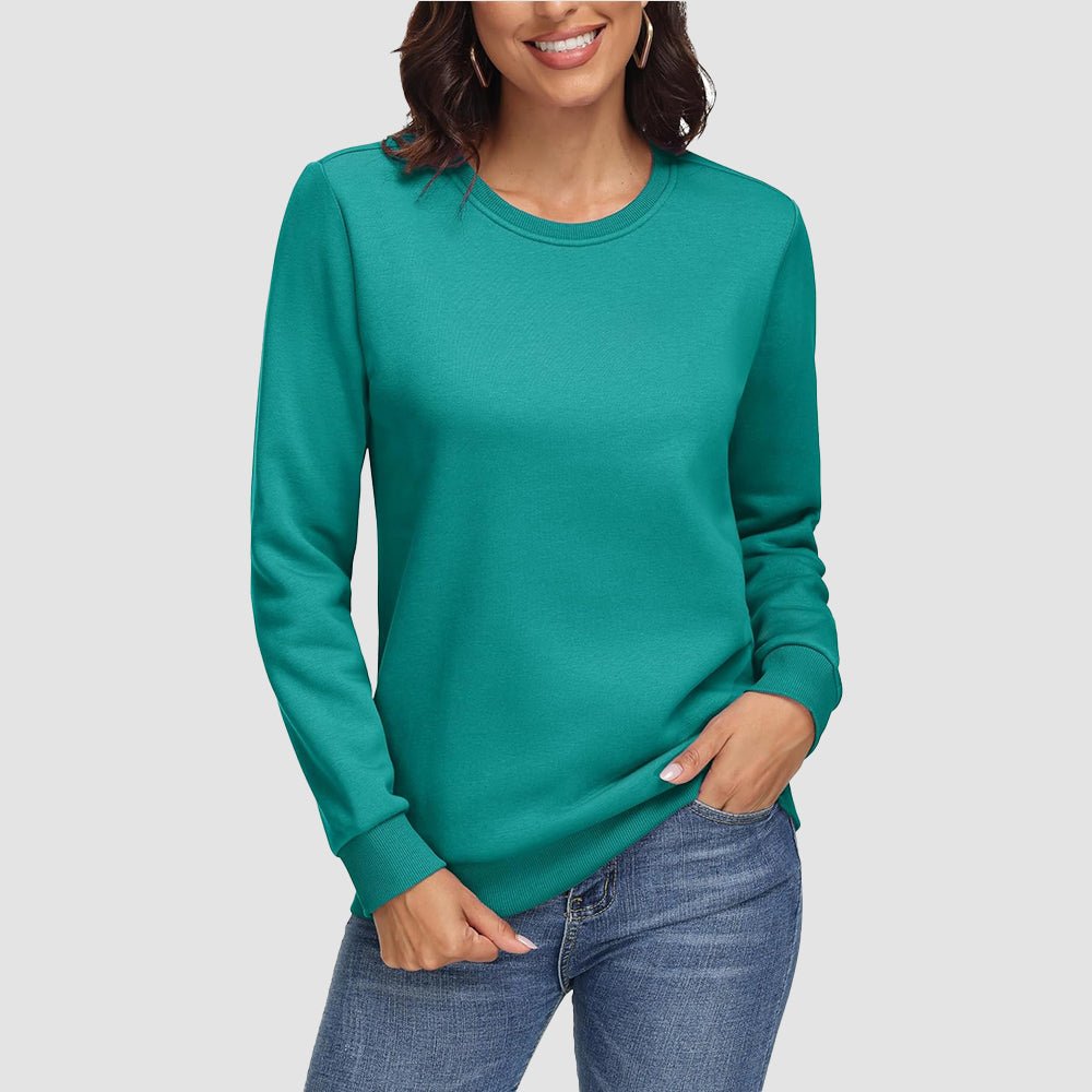 Jade Green Women's Fleece Sweatshirt - Crewneck & Long Sleeve - MAGCOMSEN