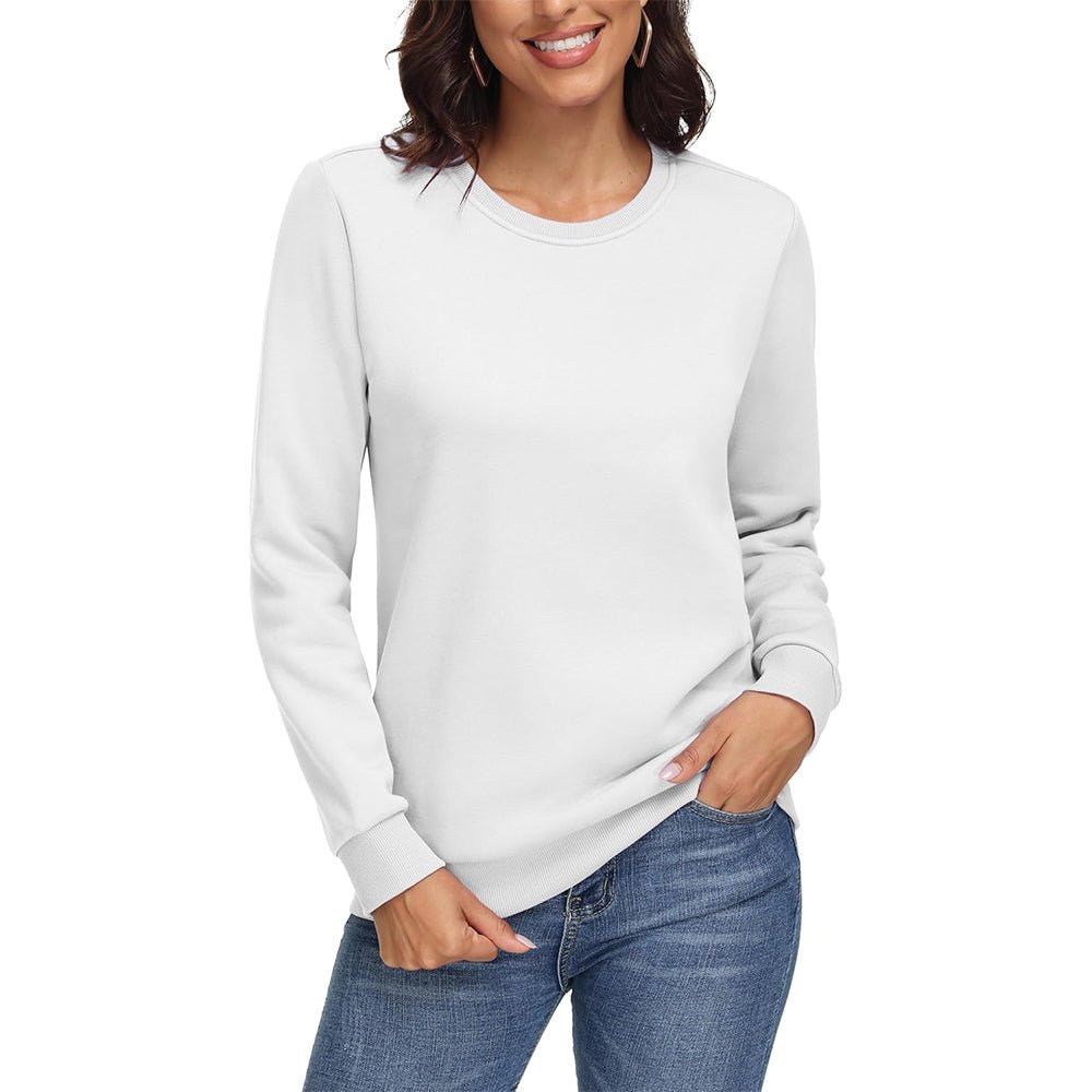 White Women's Fleece Sweatshirt - Crewneck & Long Sleeve - MAGCOMSEN