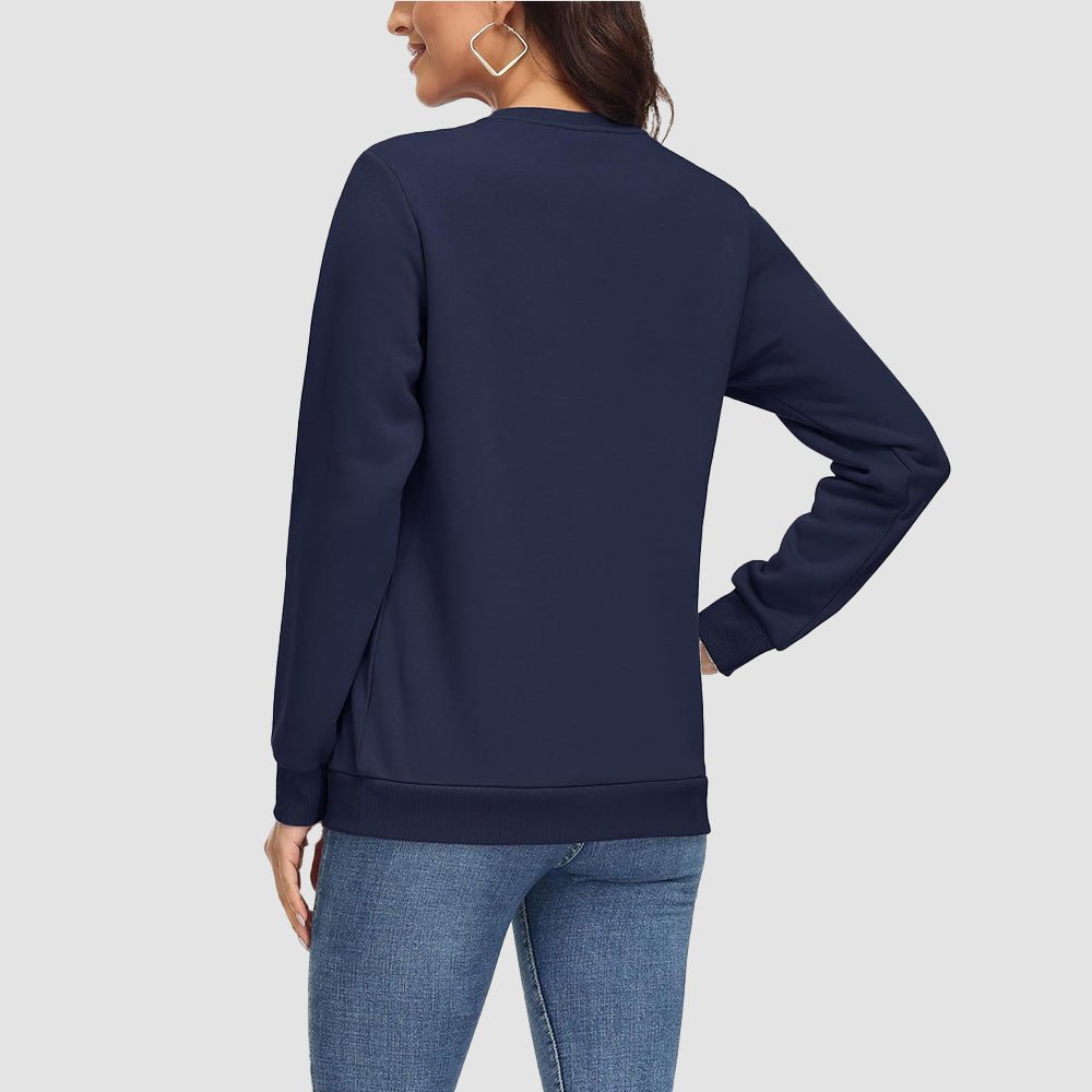 Navy Women's Fleece Sweatshirt - Crewneck & Long Sleeve - MAGCOMSEN